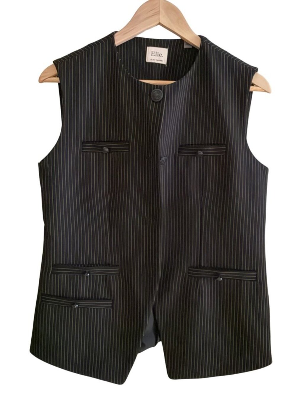 Black Elie Tahari pinstripe sleeveless vest